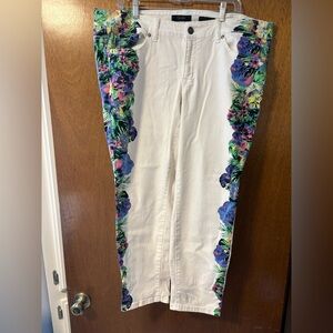 Jessica Simpson Forever Love Plus Size Juniors Floral White Jeans 20W